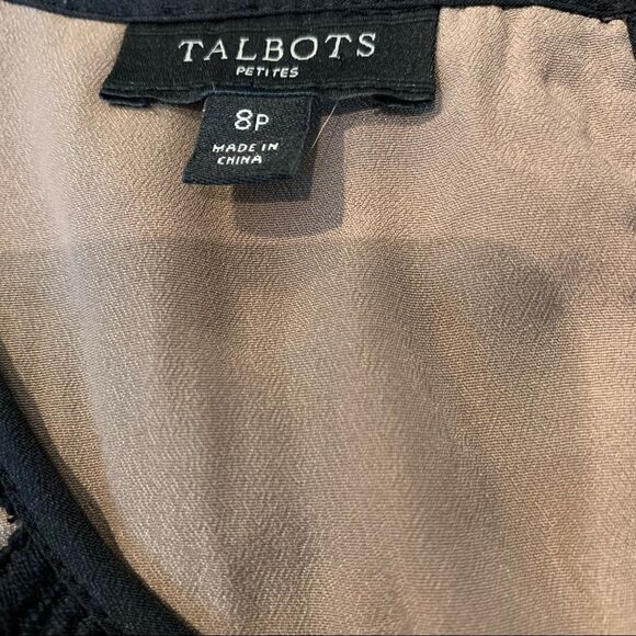 Talbots Black scalloped Lace Top lined size 8P - Picture 5 of 6